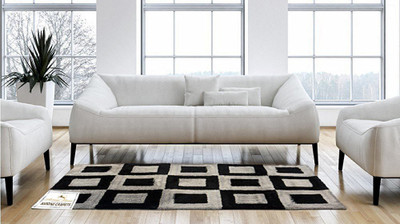 DNK TREND White Polyester Runner(2 ft,  X 5 ft, Rectangle)
