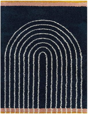 RM Handloom Dark Blue Polyester Carpet(7 ft,  X 5 ft, Rectangle)