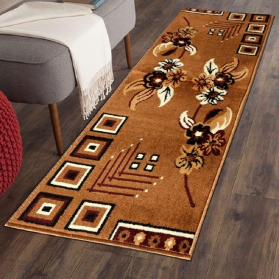 BIZFAB Gold Viscose Runner(2 ft,  X 5 ft, Rectangle)