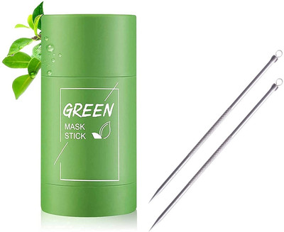 MYEONG Combo Pack For Face Care Best Natural Green Mask Stick For Face Tea Purifying Clay Deep Cleanser Blackheads Remover Hydrating Moisturizer Oil Control Clean And Black Head Remover Pin(3 Items in the set)