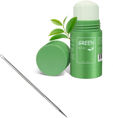 MYEONG Face Mask Blackhead Remover Acne Deep Cleansing Green Tea And Eggplant Mask Stick & Black Head Remover - Round Pin Combo(2 Items in the set)