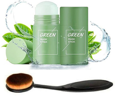 Latixmat Green Tea Purifying Clay Stick mask, Oval Makeup Brush(3 Items in the set)