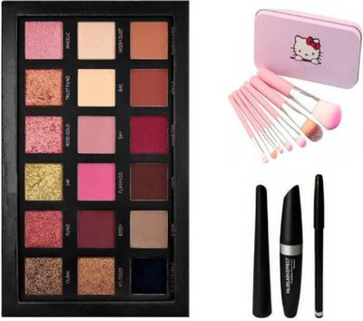 SHAGGY Rose Gold Eyeshadow & Soft Makeup Brushes & Eyeliner Maskara Eyebrow pencil (3 Items in the set) (3 Items in the set)(2 Items in the set)
