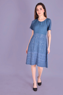 MATINE Women A-line Grey Knee Length Dress