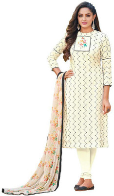 THIRA Chanderi Floral Print Salwar Suit Material