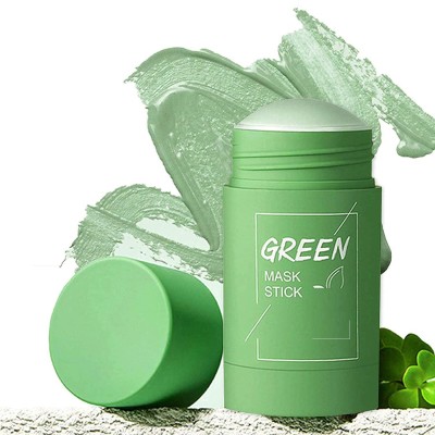 GFSU Green Tea Purifying Clay Stick Mask Oil Control Anti-Acne Eggplant Solid Fine, Portable Cleansing Mask Mud Apply Mask, Green Tea Facial Detox Mud Mask (Green Tea)(40 g)