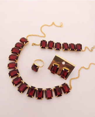Future Aim Alloy Maroon Jewellery Set(Pack of 1)