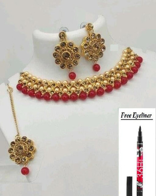 r.s traders Alloy Gold-plated Red Jewellery Set(Pack of 1)