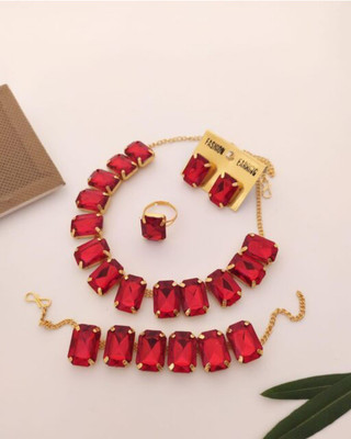 Future Aim Alloy Red Jewellery Set(Pack of 1)