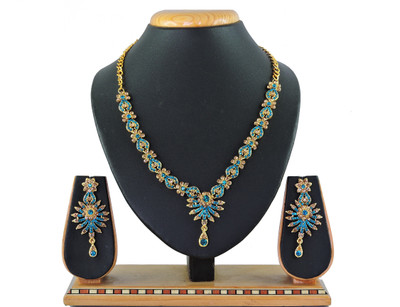 KAHAR CREATION Alloy Gold-plated Blue Jewellery Set(Pack of 1)