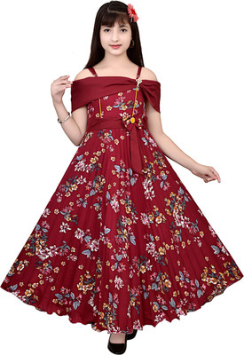MTM ENTERPRISES Girls Maxi/Full Length Festive/Wedding Dress(Multicolor, Noodle strap)