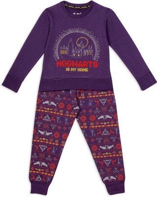 Nap Chief Kids Nightwear Boys & Girls Printed Cotton(Purple Pack of 1)