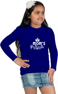 CHOMBOOKA Boys & Girls Typography, Printed Cotton Blend Regular T Shirt(Blue, Pack of 1)