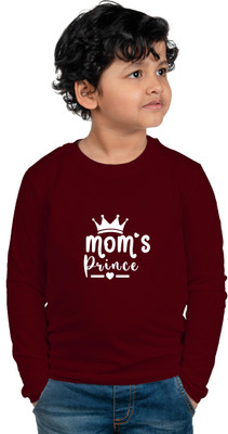 CHOMBOOKA Boys Typography, Printed Cotton Blend Regular T Shirt(Maroon, Pack of 1)
