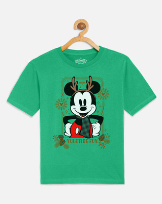 kidsville Boys Graphic Print Pure Cotton Regular T Shirt(Green, Pack of 1)