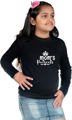 CHOMBOOKA Boys & Girls Typography, Printed Cotton Blend Regular T Shirt(Black, Pack of 1)