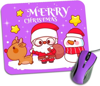 Regalocasila Santa Claus Merry Christmas Reindeer Snowman Gaming Mouse Pad For Computer Pc Laptop Desktop Mousepad(Pink)