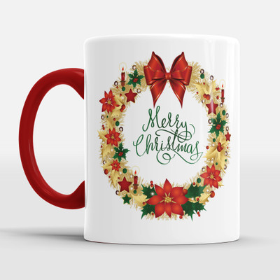 Sublikraft Merry Christmas With Cap Ceramic Coffee Mug(330 ml)