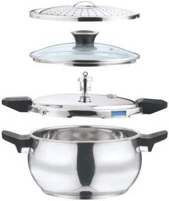 Vinod Cookware 5.5 L Outer Lid Induction Bottom Pressure Cooker(Stainless Steel)