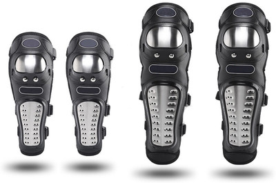 AXWee Elbow Guard, Knee Guard Free Black, Silver(Pack of 4)