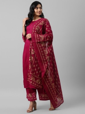 Yufta Printed Kurta, Palazzo & Dupatta Set