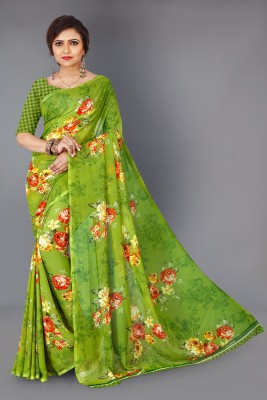 Arpit Fashion Floral Print Daily Wear Georgette Saree(Green)