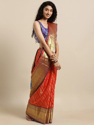 82% OFF on vasundhra fashion Woven Banarasi Silk Blend Saree(Red) 82% OFF on vasundhra fashion Woven Banarasi Silk Blend Saree(Red)