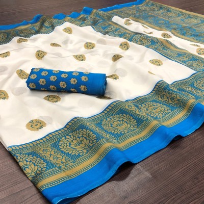 yashika Printed Banarasi Art Silk Saree(Light Blue)
