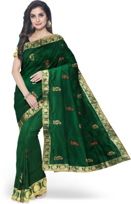 Raveenas Paisley Assam Silk Art Silk Saree(Green)