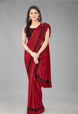ishavasyam Embroidered Bollywood Lycra Blend Saree(Red)