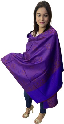 manra Wool Printed Women Shawl(Blue)