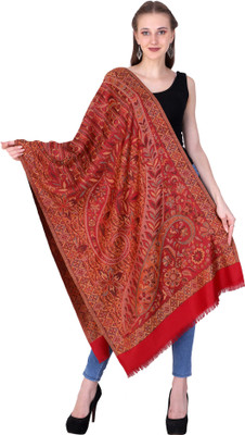 swi stylish Polyester Wool Blend Woven Women Shawl(Red)