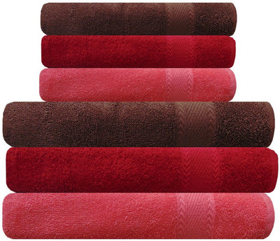 AkiN Cotton 450 GSM Bath, Hand Towel Set(Pack of 6)