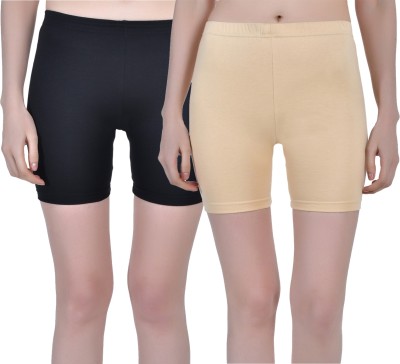 Aimly Solid Women Black, Beige Cycling Shorts