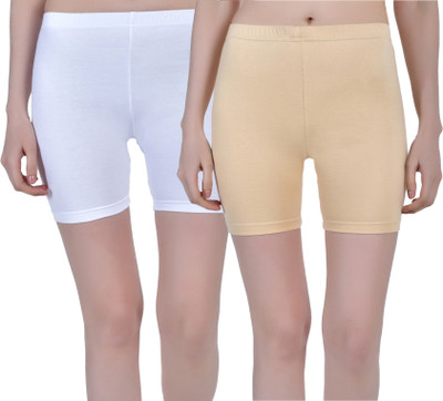 Aimly Solid Women White, Beige Cycling Shorts