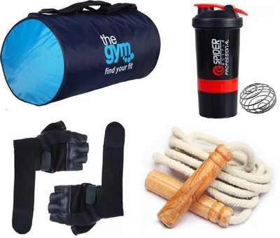 EMMCRAZ sport gym bag with skipping rope with shaker and gym gloves home fitness kit(Kit Bag)