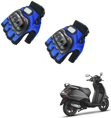 KOZDIKO Pro Biker Half Fingered Gloves Blue For TVS jupiter 125 Riding Gloves(Blue)
