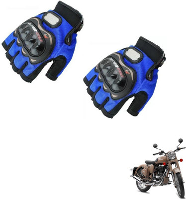 KOZDIKO Pro Biker Half Fingered Gloves Blue For Royal Enfield Classic Desert Storme Riding Gloves(Blue)