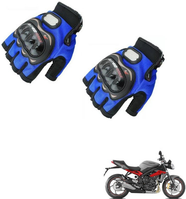 KOZDIKO Pro Biker Half Fingered Gloves Blue For Triumph Street Triple Riding Gloves(Blue)