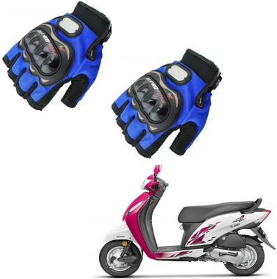 KOZDIKO Pro Biker Half Fingered Gloves Blue For Honda Activa i Riding Gloves(Blue)