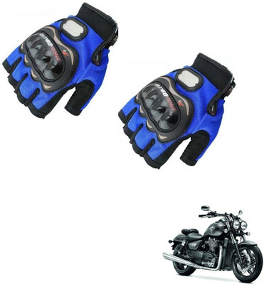 KOZDIKO Pro Biker Half Fingered Gloves Blue For Triumph Thunderbird Storme Riding Gloves(Blue)
