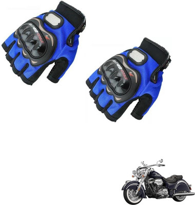 KOZDIKO Pro Biker Half Fingered Gloves Blue For Indian Chief Classic Riding Gloves(Blue)