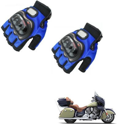 KOZDIKO Pro Biker Half Fingered Gloves Blue For Indian Road Master Riding Gloves(Blue)