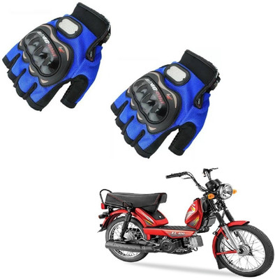 KOZDIKO Pro Biker Half Fingered Gloves Blue For TVS XL 100 Riding Gloves(Blue)
