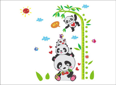 Vijaya enterprises 74 cm Flowers tree swing panda sticker Size by [91x92] Self Adhesive Sticker(Pack of 1)