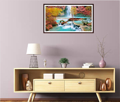 Varadvinayak 60 cm Water fall in magical wall frame Self Adhesive Sticker(Pack of 1)