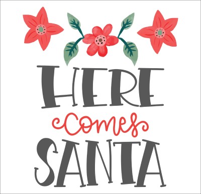 K2A Studio 40 cm floral here comes santa Self Adhesive Sticker(Pack of 1)