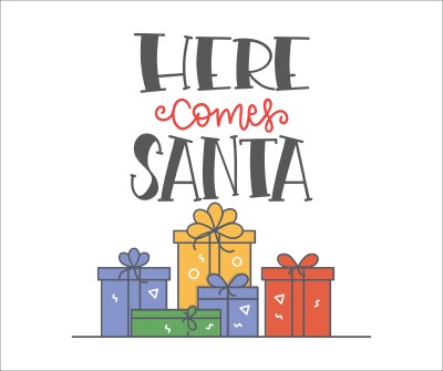 K2A Studio 60 cm here comes santa with gifts Self Adhesive Sticker(Pack of 1)