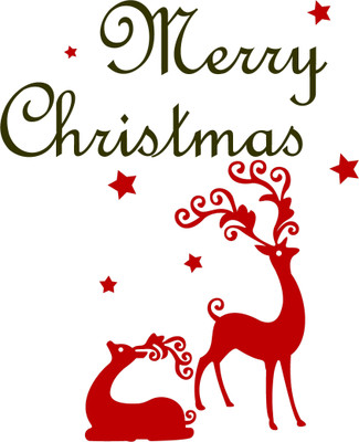 K2A Studio 74 cm merry christmas reindeer Self Adhesive Sticker(Pack of 1)