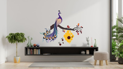nirmal décor 91 cm tree wallpaper flying bird tree sticker kids room home bed room drawing room picture poster size by [91x84] Self Adhesive Sticker(Pack of 1)